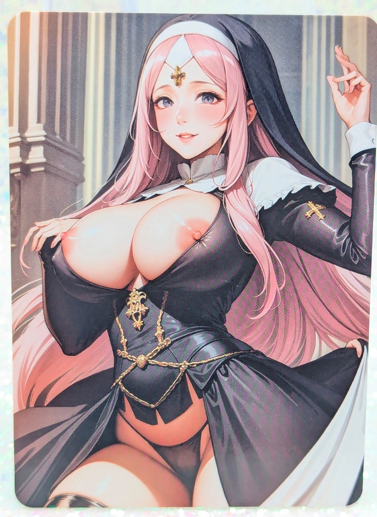 B4P38-9 Sexy Card - Pink Haired Nun